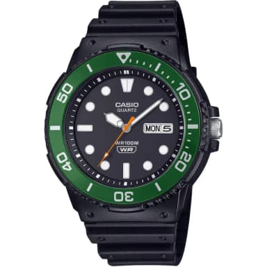 【CASIO 卡西歐】學生錶 潛水運動風手錶-綠x黑 考試手錶 交換禮物(MRW-230H-1E3V)