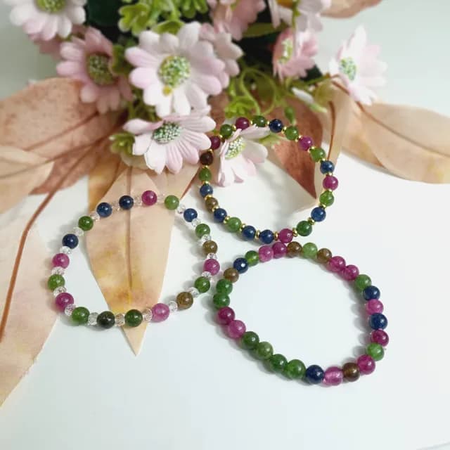 【德山珠寶】特價5A級6mm彩碧璽玉髓造型手鍊(情人節生日禮物飾品母親節水晶手鍊/CE476)