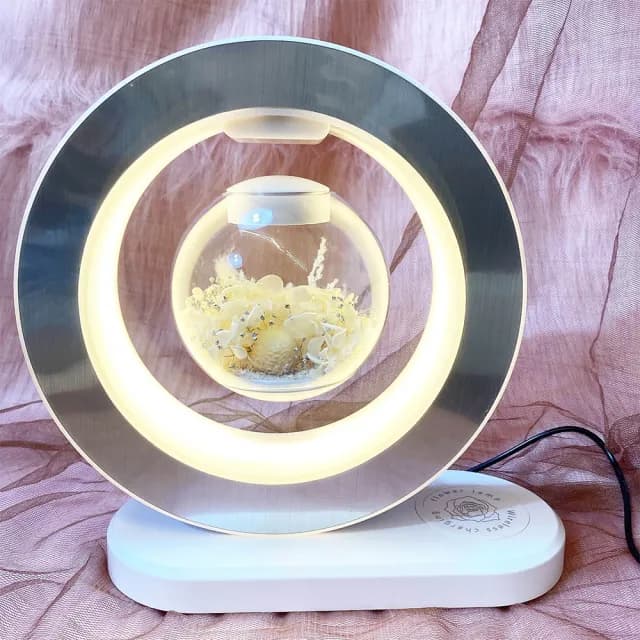 【OSTARA FLORIST 奧斯塔拉花藝】爆款新色 永生花懸浮檯燈含藍芽音響及無線充電(永生花、居家生活、花禮)