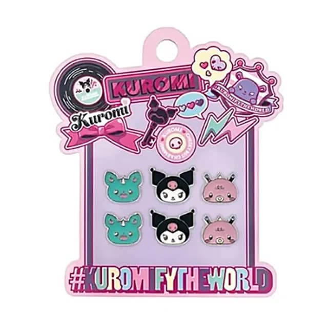 【小樽漁場】日本正版授權 三麗鷗 Sanrio 酷洛米 耳針(kuromi  不鏽鋼 耳釘3對入)