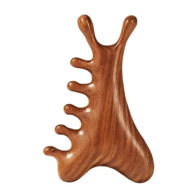 【一梳搞定】檀木四合一刮痧經絡按摩器(按摩梳 頭皮按摩 禮物 舒壓 長輩 眼部 臉 全身 加厚 防 摔  肩頸)