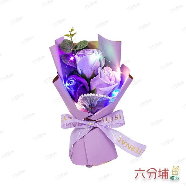 【六分埔禮品】LED珍珠美人玫瑰香皂花束(Ins生日畢業禮物花束人造花母親節告白情人節求婚)
