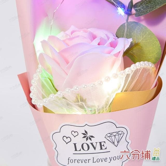 【六分埔禮品】LED珍珠玫瑰香皂花束禮盒-多款任選(Ins生日畢業禮物花束人造花母親節告白情人節求婚)