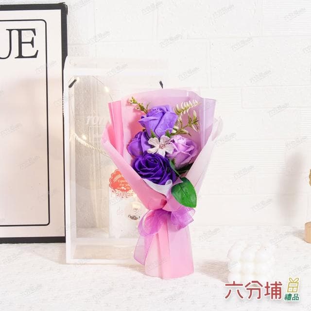 【六分埔禮品】LED三朵玫瑰香皂花束禮盒-多款任選(Ins生日畢業禮物花束人造花母親節告白情人節求婚)