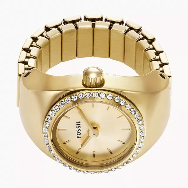 【FOSSIL】Watch Ring 晶鑽手錶戒指 戒指錶-金 禮物 送禮 推薦(ES5319)