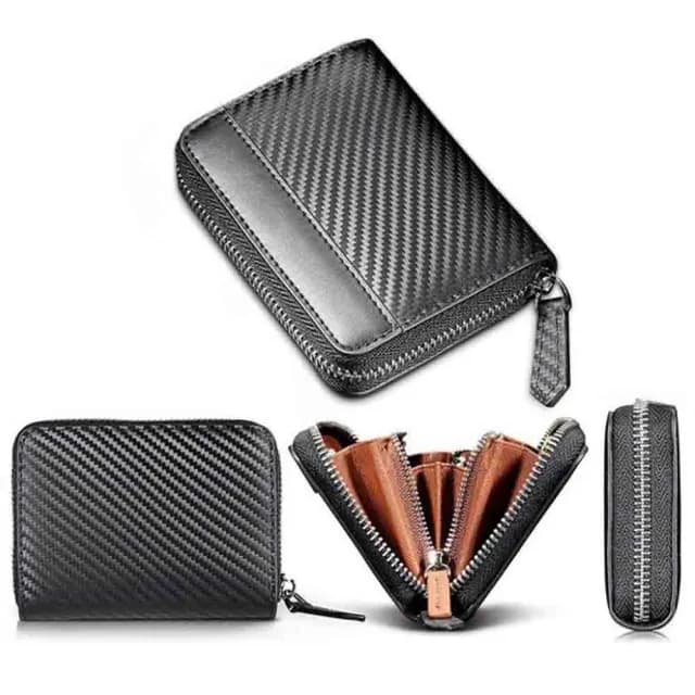 【LEESA】雙11 黑色錢包\碳纖紋短夾\卡夾\零錢包\日本零錢包\拉鍊零錢包\錢包\招財錢包\零錢包