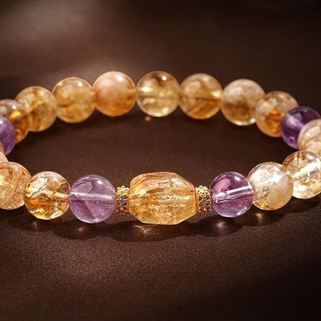 【MoonDy】水晶手鍊 天然水晶 手鍊 手鍊 手串 暴富 黃水晶 紫水晶 水晶串珠 招財手鍊 旺財運 精