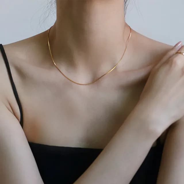 【LEEHER】純銀素鍊/鎖骨鏈/925/純銀項鍊/銀飾/蛇骨鍊/高級感/飾品/配飾/簡約項鍊/項鍊女/