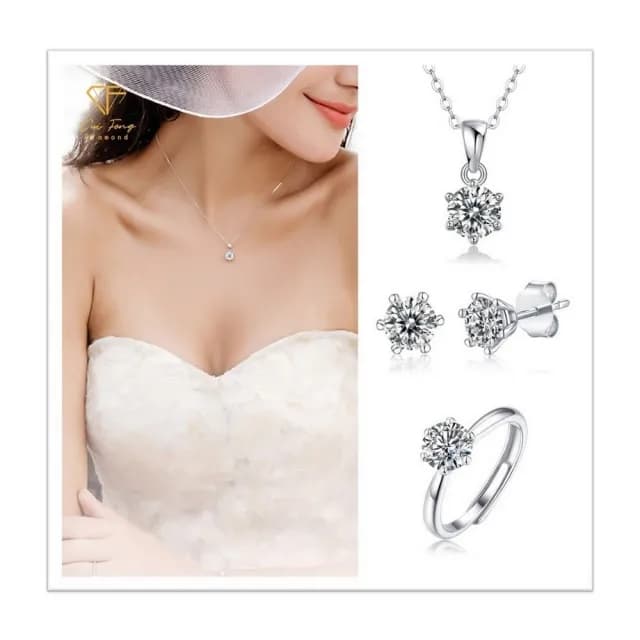 【CF鑽飾】莫桑鑽 經典單鑽 1克拉系列 聖誕 交換禮物(項鍊 戒指 耳環 項鏈 耳釘 生日)