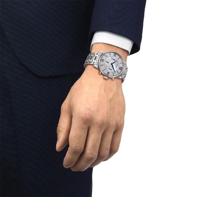 【TISSOT 天梭】Chemin Des Tourelles 杜魯爾系列 三眼計時機械錶-42mm 送禮 禮物 推薦(T1394621103800)