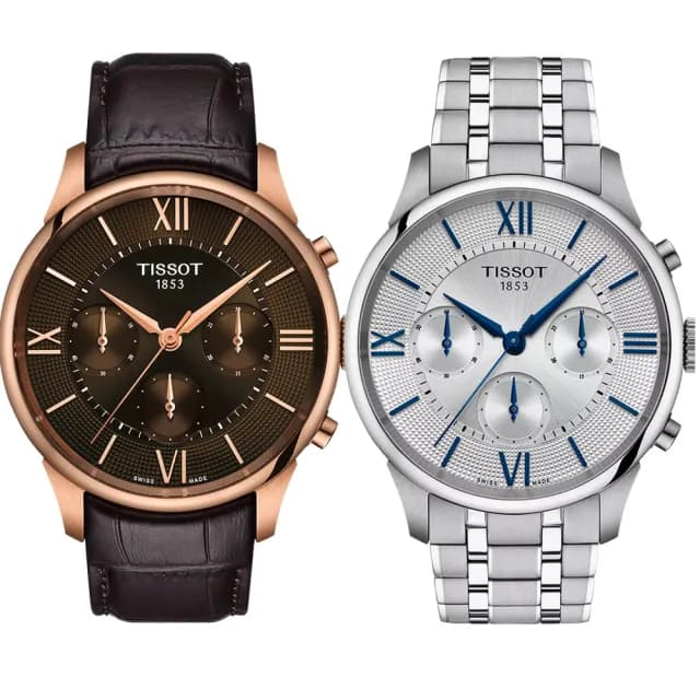 【TISSOT 天梭 官方授權】Chemin Des Tourelles 杜魯爾系列 三眼計時機械錶-42mm 男錶 禮物 推薦(任選一款)
