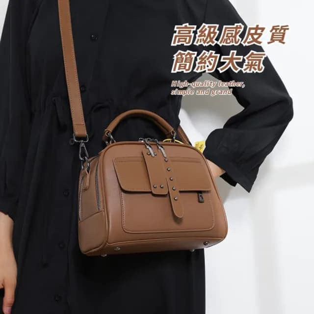 【韓系穿搭】情人節禮物 慵懶高級皮質女士斜跨包(大容量 加粗背帶 秋冬 肩背包 單肩包 斜背包 手提箱 手提
