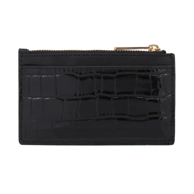 【Michael Kors】新款 動物紋拼接皮革多卡層 證件夾 / 票卡夾 / 零錢包(黑)