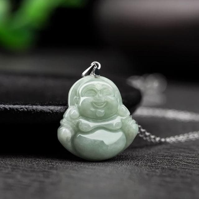 【Penny珮妮】緬甸A貨翡翠彌勒佛公S925銀項鍊(母親節 送女友 交換禮物  生日禮 情人節 尾牙 新年 結婚)