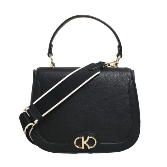 【KATE SPADE】KYLA立體K金屬LOGO馬鞍包 斜背包 手提斜背兩用包(經典黑)