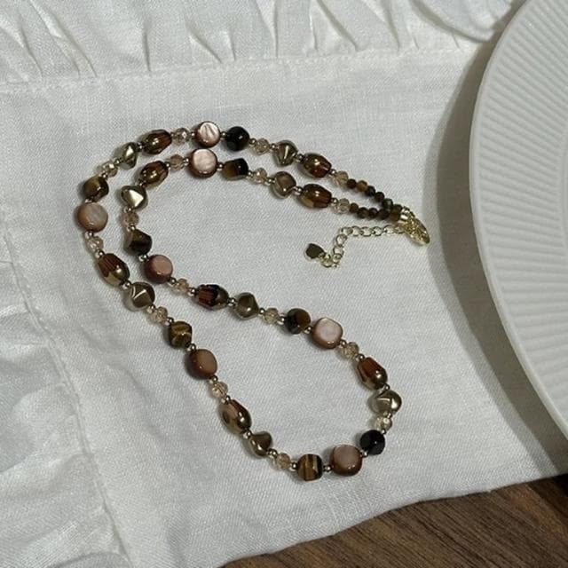 【Penny珮妮】美拉德輕奢不規則虎眼石項鍊(母親節 送女友 交換禮物  生日禮 情人節 尾牙 新年 結婚 送閨蜜)