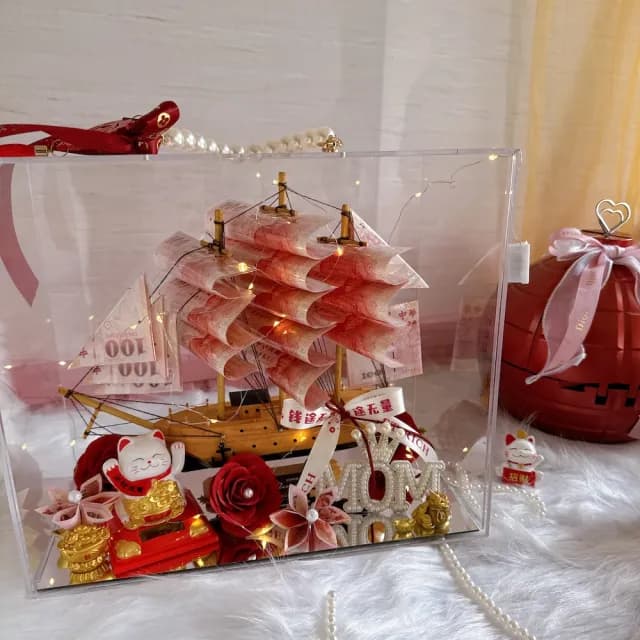 【喜滋滋花藝】大船入港招財貓開幕賀禮_純製作費/真鈔另外轉帳(開幕/新居/升遷/企業賀禮/鈔票花/生日禮物)