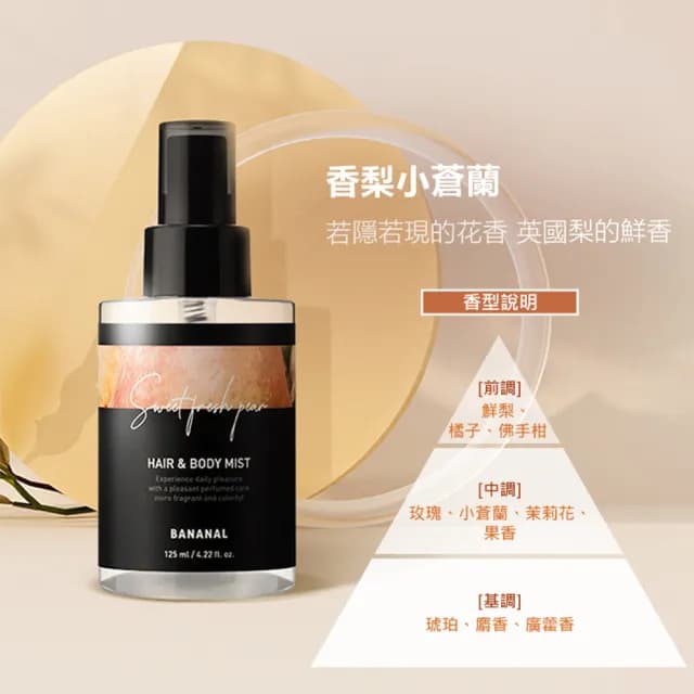 【BANANAL】韓國胺基酸頭髮身體香氛噴霧125ml(清新舒緩/可當香水使用/5款香味任選)