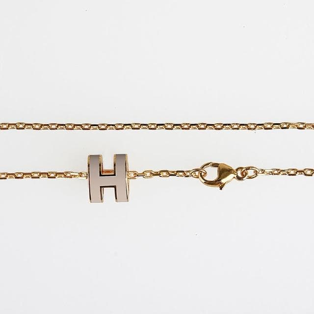 【Hermes 愛馬仕】Hermes MINI POP經典立體H字簍空設計項鍊(灰x金)