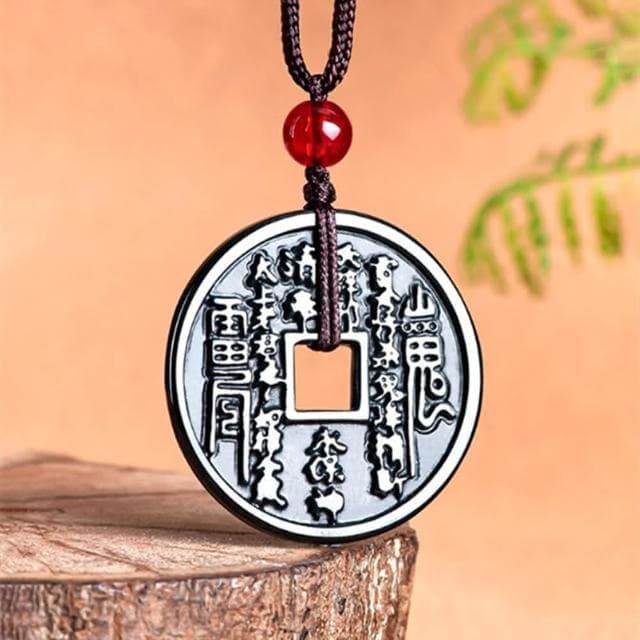 【Penny珮妮】A貨翡翠墨玉山鬼花錢小尺寸吊墜項鍊(母親節 父親節 交換禮物  生日 情人節 尾牙 新年)