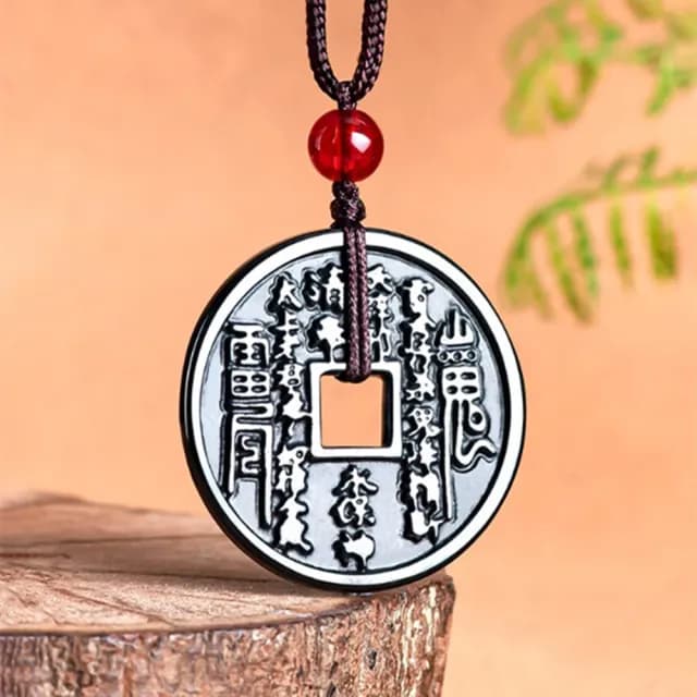 【Penny珮妮】A貨翡翠墨玉山鬼花錢小尺寸吊墜項鍊(母親節 父親節 交換禮物  生日 情人節 尾牙 新年)
