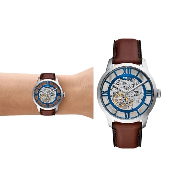 【FOSSIL 官方旗艦館】Townsman 摩登都會機械手錶 棕色真皮錶帶 44MM ME3267