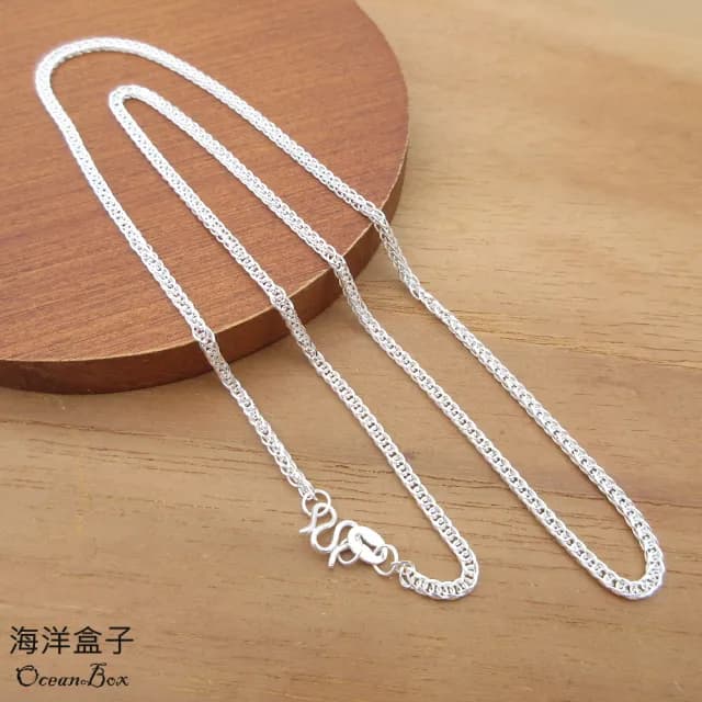 【海洋盒子】618 24吋60cm。1.8mm寬立體細蕭邦蛇紋999足銀純銀項鍊(純銀單鍊子)