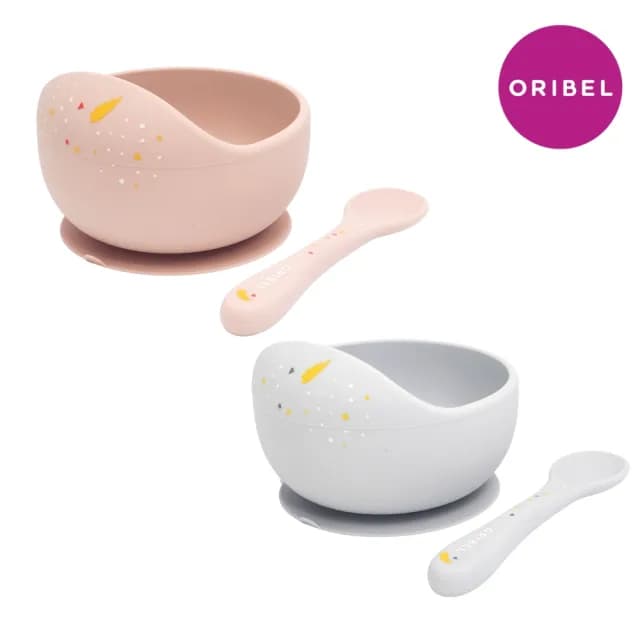 【Oribel】寶寶學習餐具矽膠碗匙組(學習餐具/副食品/矽膠/碗/匙)