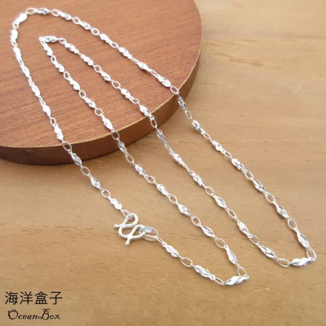 【海洋盒子】45cm。輕巧立體旋轉設計S999足銀純銀項鍊(女用項鍊)
