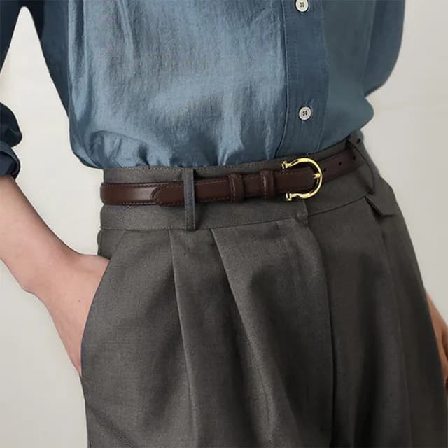 【MoonDy】雙11 皮帶 腰帶 金扣皮帶 女生皮帶 真皮皮帶 牛皮腰帶 收腰皮帶 馬蹄扣 細皮帶 生日