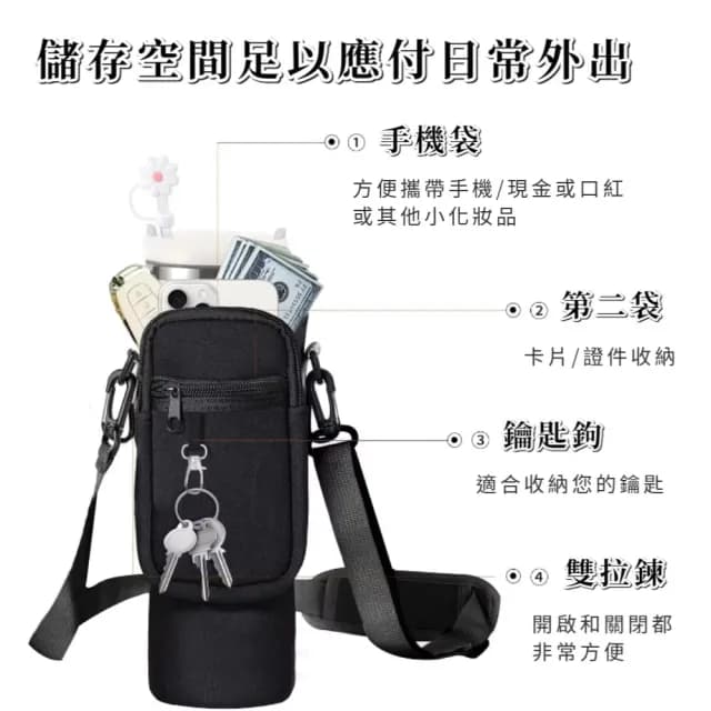 【一包在手】多功能冰壩杯手提杯套(手提杯袋 保溫杯 環保提袋 零錢包 卡夾 登山扣 鑰匙扣 收納包 水壺)
