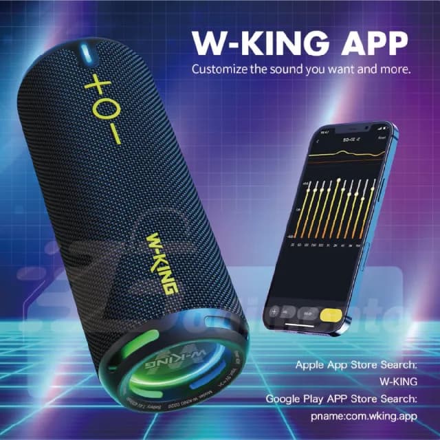 【W-KING】D320 40W 360度環繞防水藍芽喇叭(燈光/TF/AUX音響 EQ重低音喇叭)