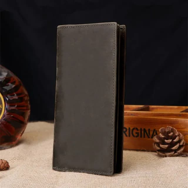 【吉豐洋行】父親節禮物 真皮包包  時尚質感瘋馬皮頂級牛皮長夾錢包皮夾(粗曠個性風格)