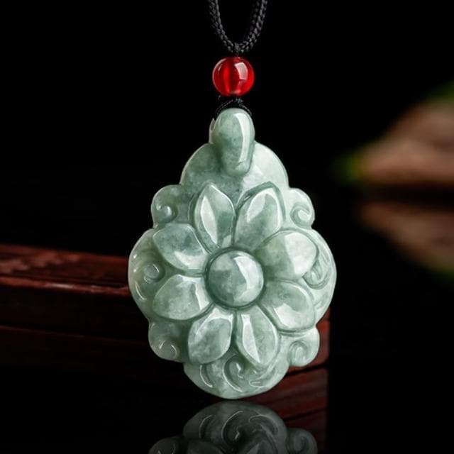 【Penny珮妮】A貨翡翠豆綠長壽花吊墜項鍊毛衣鍊(母親節 送女友 交換禮物  生日禮 情人節 尾牙 新年 結婚)