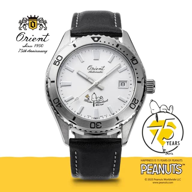 【ORIENT 東方錶】75週年 Peanuts 史努比聯名 限量 機械腕錶 父親節 禮物 送禮 推薦(RA-AC0Q08S)