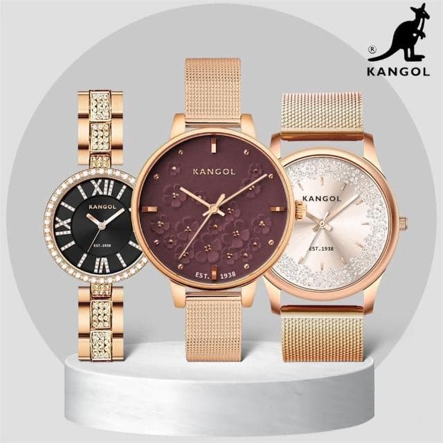 【KANGOL】下單登記贈100MO幣│英國袋鼠 最新優雅晶鑽錶/手錶/腕錶(多款任選)