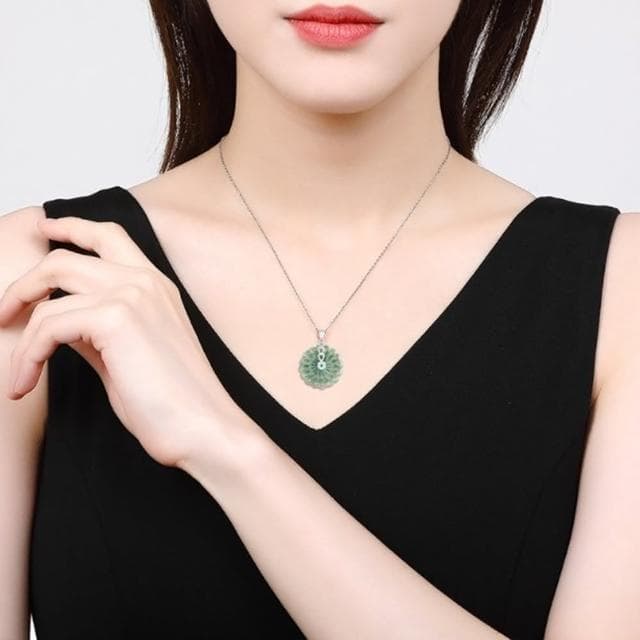 【Penny珮妮】A貨翡翠時來運轉平安扣s925銀項鍊(母親節 送女友 交換禮物  生日 情人節 尾牙 新年 結婚)
