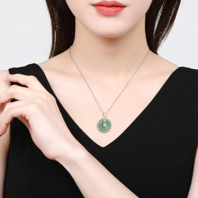 【Penny珮妮】A貨翡翠時來運轉平安扣s925銀項鍊(母親節 送女友 交換禮物  生日 情人節 尾牙 新年 結婚)