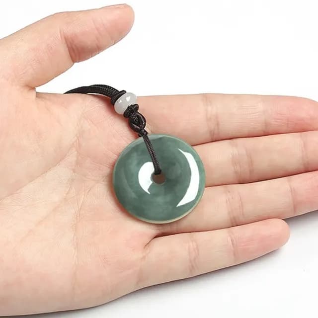 【Penny珮妮】緬甸A貨翡翠糯種油青平安扣吊墜項鍊毛衣鍊(母親節 交換禮物 生日 情人節 尾牙 新年 結婚)