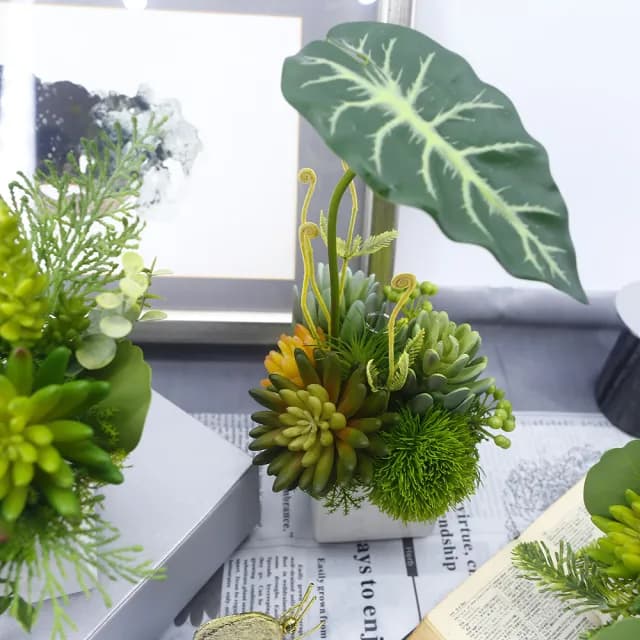 【HUGO DECO 榆果傢飾】觀音蓮葉佛手蓮香氛植栽(擬真植物/人造盆栽/綠化/佈置/禮物)