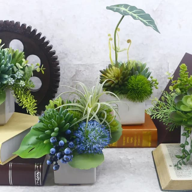 【HUGO DECO 榆果傢飾】空氣鳳梨多肉香氛植栽(擬真植物/人造盆栽/綠化/佈置/禮物)