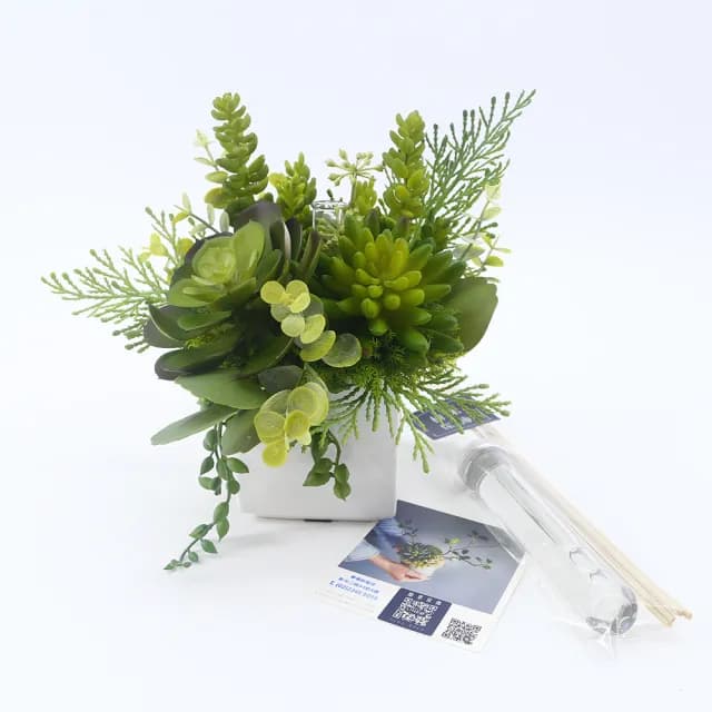 【HUGO DECO 榆果傢飾】小寶石蓮多肉香氛植栽(擬真植物/人造盆栽/綠化/佈置/禮物)