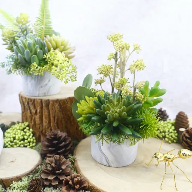 【HUGO DECO 榆果傢飾】果實枝多肉組合香氛植物(擬真植物/人造盆栽/綠化/佈置/禮物)