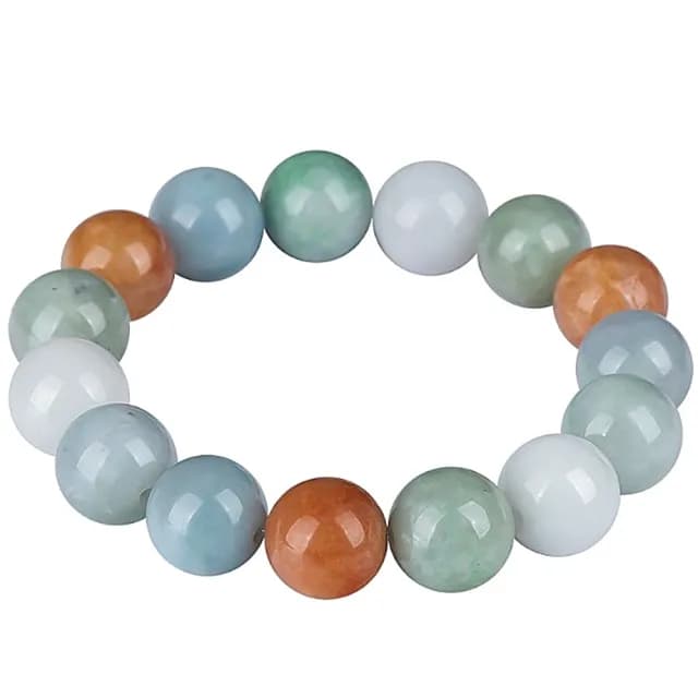 【Penny珮妮】緬甸A貨翡翠三彩冰種玉石手鍊13mm(母親節 父親節 送男友 交換禮物 生日 情人節 尾牙 新年)