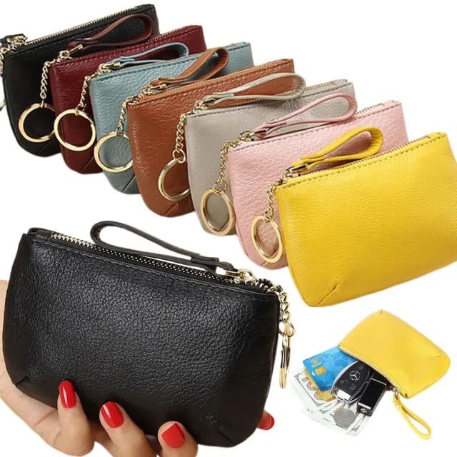 【MoonDy】雙11 頂級軟牛皮 錢包 拉鍊錢包 錢包 牛皮錢包 牛皮皮包 拉鍊小錢包 鑰匙扣