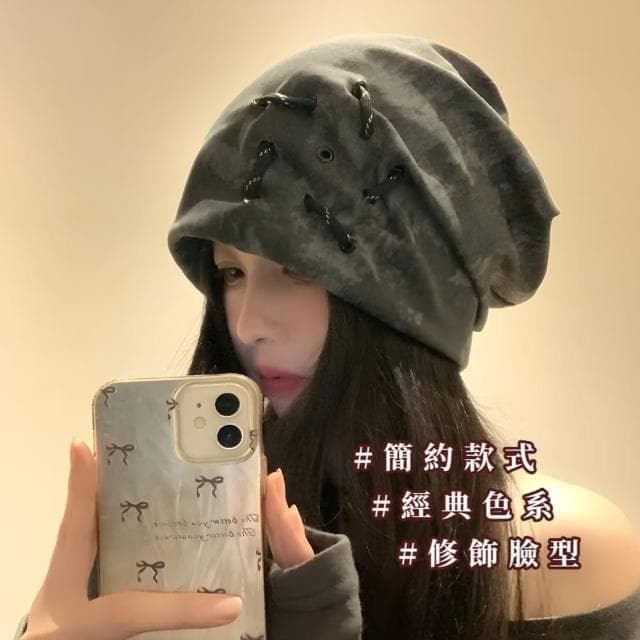 【搭配家】復古百搭套頭堆堆帽(甜美 慵懶 包頭帽 護耳帽  顯臉小 寬鬆 抽繩設計 禮物 男女 外出)