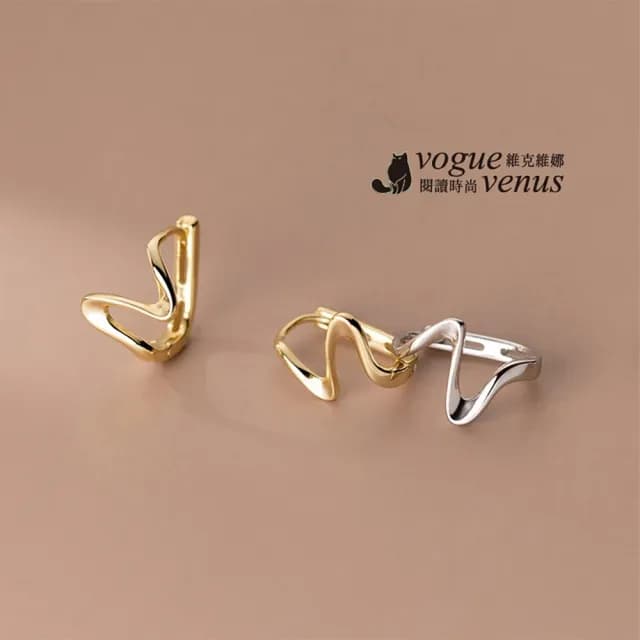 【維克維娜】曲線不對稱易扣式925純銀耳環