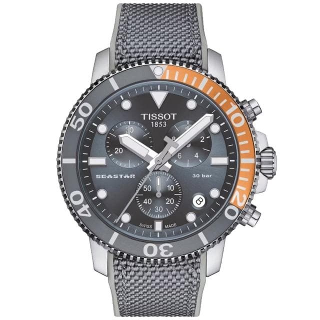 【TISSOT 天梭 官方授權】SEASTAR 1000海星系列 灰 潛水計時腕錶 禮物 推薦(T1204171708101)