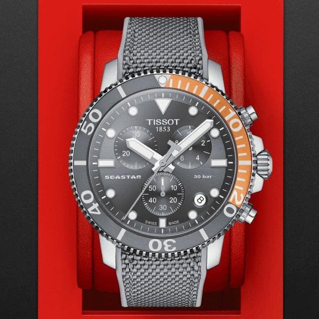 【TISSOT 天梭 官方授權】SEASTAR 1000海星系列 灰 潛水計時腕錶 禮物 推薦(T1204171708101)
