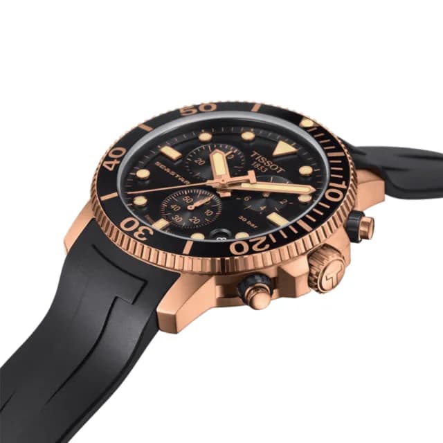 【TISSOT 天梭 官方授權】SEASTAR 1000 海星 黑金 潛水腕錶 畢業禮物 送禮 推薦(T1204173705100)